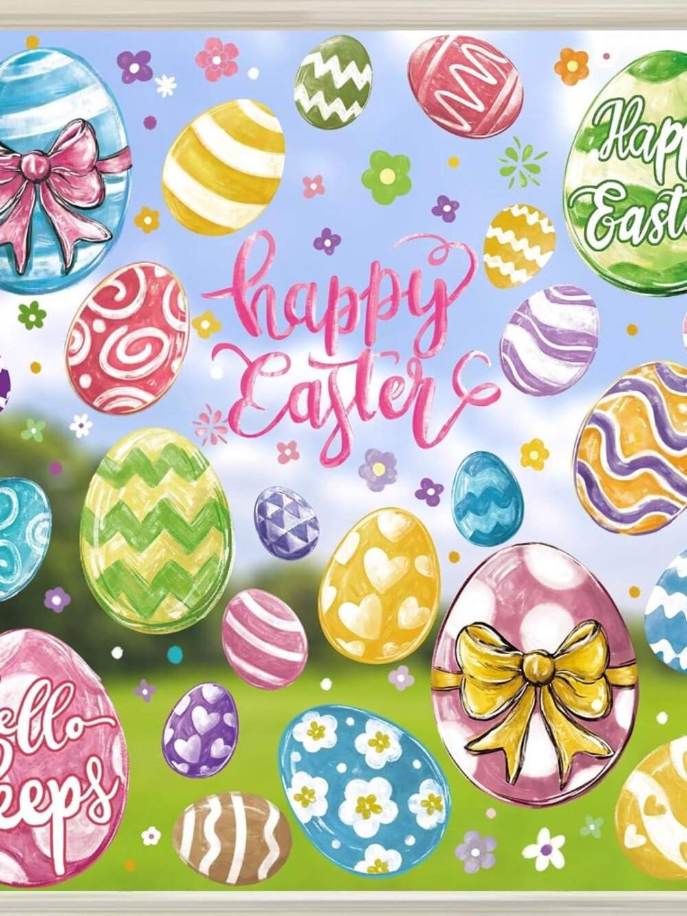 6 Sheets Easter Window Clings Large Easter Eggs Window Decals Decor
